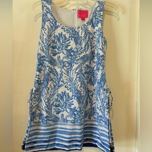 Lilly Pulitzer Sammi Romper Aqua Lounge Engineered Resort White Blue